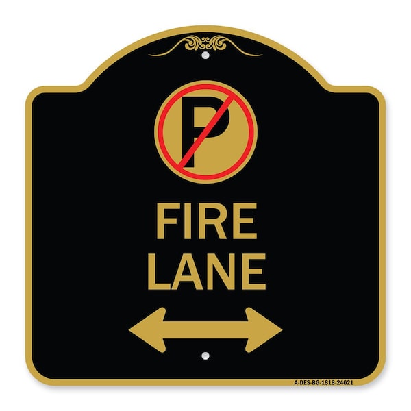 Signmission Fire Lane No Parking & Arrow Pointing Left & Right Heavy-Gauge Alum Sign, 18" x 18", BG-1818-24021 A-DES-BG-1818-24021 - main